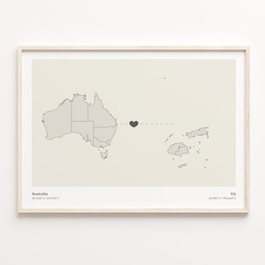 Australien Fidschi Druck, äthiopische Geschenk, Minimalistische Landkarte Poster, Reise Wandkunst, Expat Geschenk, C21-854