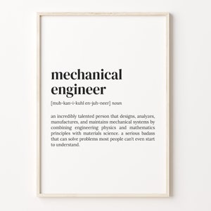 Mechanical Engineer Definition Print, Dictionary Poster, Quote Wall Art, Engineer Print, Engineer Quote Gift, Gift For Engineer, C17-555
