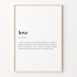 Love Definition Print, Dictionary Poster, Quote Wall Art, Inspirational Quotes, Motivational Quote, Mom Cute Gift, Gift For Him, C17-597