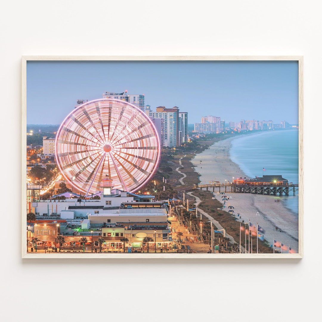Myrtle Beach Colorful Poster Print Horizontal, Myrtle Beach Photo Art