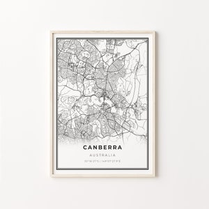 Canberra Print, City Map Art Poster, Australia, Wall Art Decor, Modern Black and White Style, Map Wall Art Print, C13-610