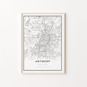 Antwerp Print, City Map Art Poster, Belgium, Wall Art Decor, Modern Black and White Style, Bedroom Gifts, C13-667