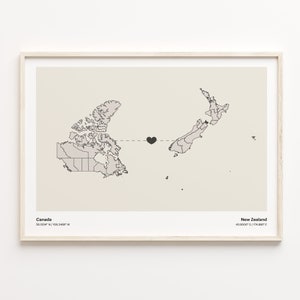 Canada to Neuseeland Print, Neukaledonische Landkarte Poster, Minimalistische Landkarte Poster, Reise Wandkunst, Übersee Liebe Geschenk, C21-728