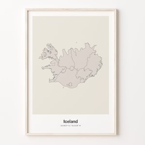 Iceland Print, Icelandic Gift, Minimalistic Country Map Poster, IS Line Art, Customizable map art, C24-81