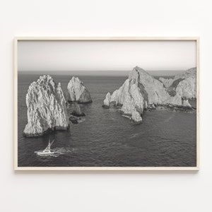 Cabo San Lucas Matted Poster Print Horizontal, Cabo San Lucas Black and White Wall Art, Wall Decor, Travel, Street Map Poster, C18-560