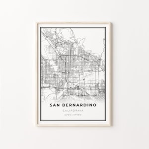 San Bernardino Print, City Map Art Poster, California CA USA, Wall Art Decor, Modern Black and White Style, Office Artwork, C13-59