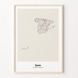 Spanien Print, Spanisches Geschenk, Minimalistische Landkarte Poster, ES Line Art, Line art decor, C24-170