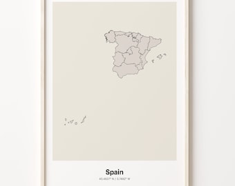 Spain Map Print: Minimalist Line Art Poster