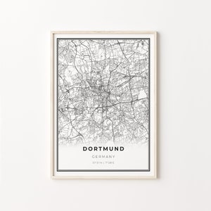 Dortmund Print, City Map Art Poster, Germany, Wall Art Decor, Modern Black and White Style, Office Prints, C13-679