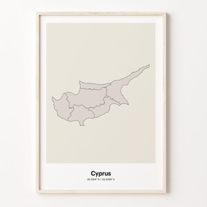 Cyprus Map Print: Minimalist Line Art, Neutral Home Decor