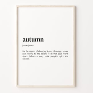 Herbst Definition Print, Wörterbuch Poster, Zitat Wandkunst, Herbst Liebhaber Geschenk, Herbst Geschenkidee, Herbst Thema Geschenk, Geschenk für ihn, C17-21
