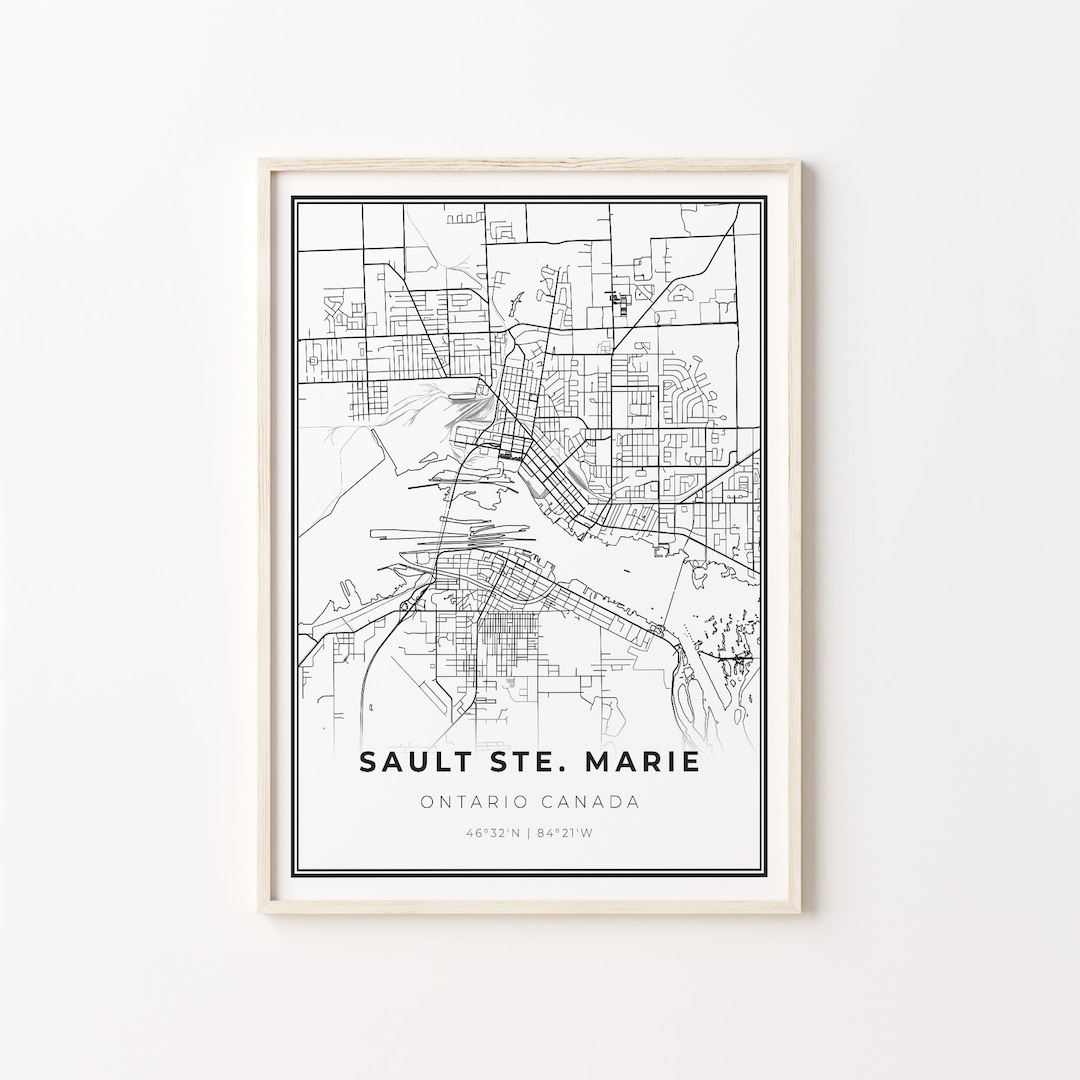 Sault Ste. Marie Print, City Map Art Poster, Ontario ON Canada City Map ...