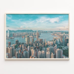 Hong Kong Buntes Plakat-Druck, Hong Kong Fotokunst, Hong Kong Dekor, Hong Kong Reise-Druck, Stadtplan, C18-238