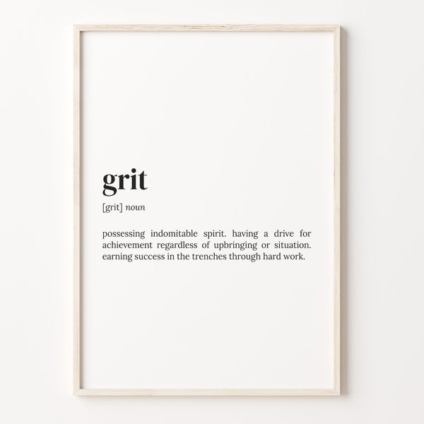 Grit Definition Print, Wörterbuch Poster, Zitat Wandkunst, Grit Print, Grit Zitat Geschenk, Motivationsgeschenk, Geschenk für Männer, C17-201
