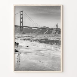 Golden Gate Bridge Passepartout Poster, Golden Gate Bridge Schwarz Weiß Wand Kunst, Wand-Dekor, Reise, Stadt Karte, C18-146