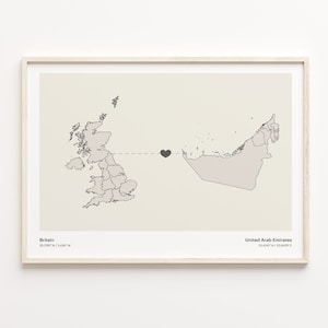 Großbritannien VEREINIGTE AMERIKA Druck, Emirati Geschenk, minimalistisches Verbindungsposter, Großbritannien Kunst, internationale Liebe, C21-388