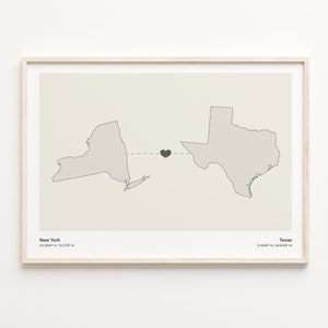 New York to Utah Druck, Utah Geschenk, Minimalistische Verbindung Karte Poster, Reise Wandkunst, Umzug, C21-1396