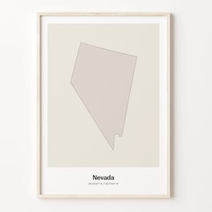 Impression du Nevada, cadeau du Nevada, affiche de carte de pays minimaliste, dessin au trait NV, design minimaliste, C24-233