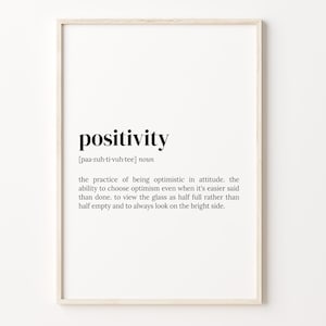 Positivity Definition Print, Dictionary Poster, Quote Wall Art, Positivity Quote Art, Motivational Quote, Positivity Gift, C17-363