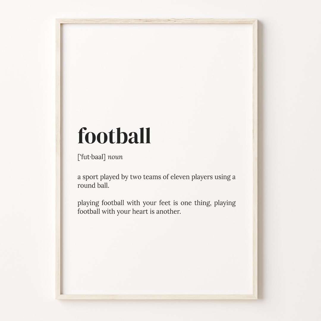 Football Definition Print Dictionary Poster Quote Wall Art Etsy
