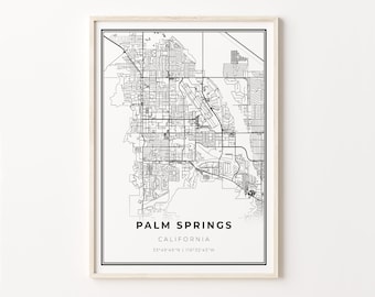 Palm Springs City Map Print: Modern Black and White Wall Art