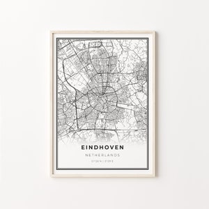 Eindhoven Print, Stadt Karte Kunst Poster, Niederlande, Wand Kunst Dekor, Moderner Schwarz Weiß Stil, Geschenk Für Oma, C13-510