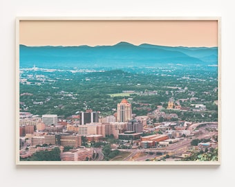 Roanoke Skyline Poster Print: Colorful Cityscape Wall Art