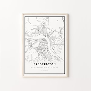 Fredericton Print, City Map Art Poster, New Brunswick NB Canada City straat wegenkaart kunst aan de muur, Wall Art Decor, Gift Home, C13-538