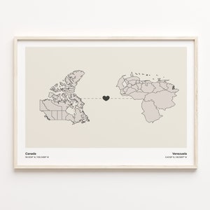 Canada to Venezuela Print, Venezuela Geschenk, Minimalistische Landkarte Poster, Reise Wandkunst, Abenteuer erwartet, C21-791