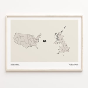 Die USA, United Kingdom Poster, Englische Karte für die USA, Minimalistisches Geschenk, International Love, C21-190