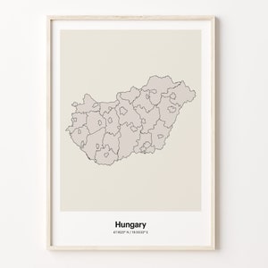 Hungary Map Print: Minimalist Line Art, Hungarian Gift