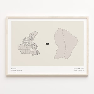 Kanada Französisch-Guayana Poster, Minimalistische Landkarte Poster, Reise Wandbild, LDR, C21-658