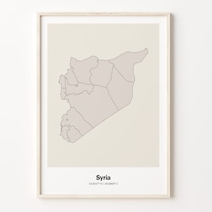 Syria Map Print: Minimalist Line Art, Elegant Wall Decor