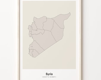 Syria Map Print: Minimalist Line Art, Elegant Wall Decor