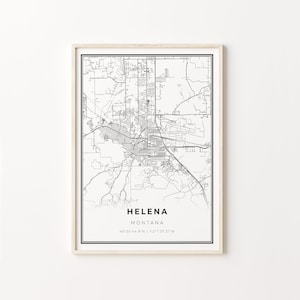 Helena Print, City Map Art Poster, Montana MT USA, Wall Art Decor, Modern Black and White Style, Office Idea, C13-70