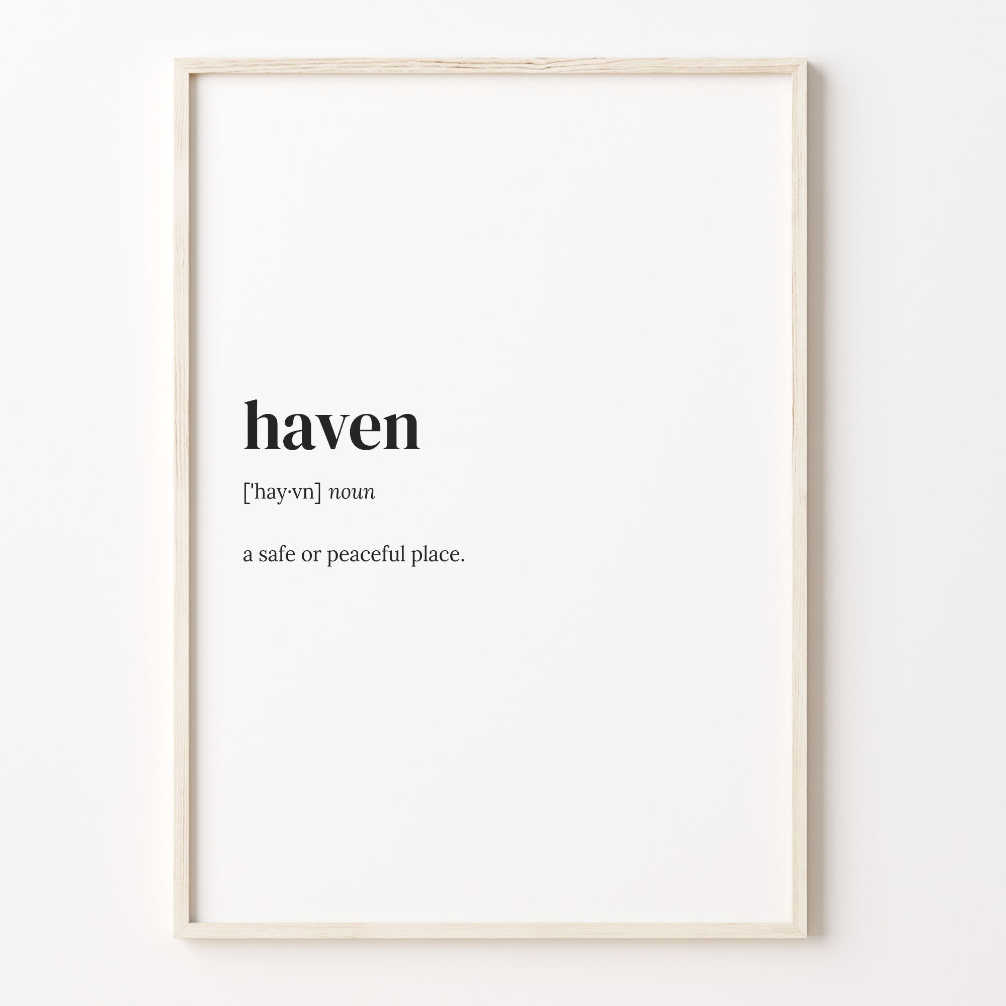 Haven Definition Print, Dictionary Poster, Quote Wall Art, Haven Print, Meaningful Gift, Haven Quote Gift, Gift For Him, C17-213