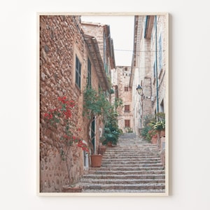 Spain Village Street Print: Colorful Boho Wall Art