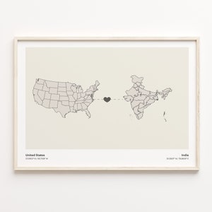 USA Indien Print, Indien Geschenk, Minimalistische Landkarte Poster, USA Wandkunst, Digital Nomade, C21-82