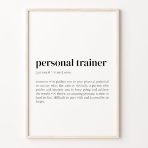 Personal Trainer Definition Print: Quote Wall Art