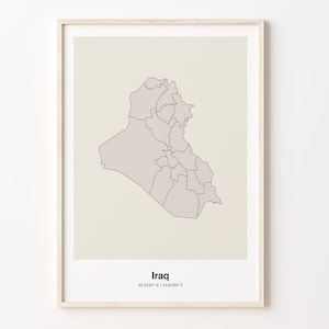 Iraq Print, Iraqi Gift, Minimalistic Country Map Poster, IQ Line Art, Minimalist map, C24-85