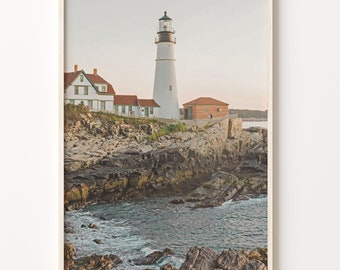 Coastal Lighthouse Photo Print: Colorful Boho Wall Art
