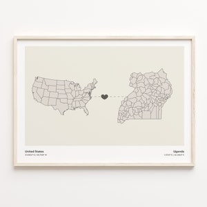 USA Uganda Druck, Norduganda Geschenk, Minimalistische Landkarte Poster, USA Wandkunst, Willkommen zu Hause, C21-187