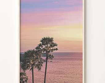 Palm Trees Sunset Photo Print: Boho Wall Art