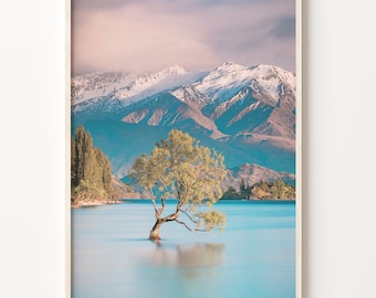New Zealand Travel Poster: Lake Wanaka Tree Print