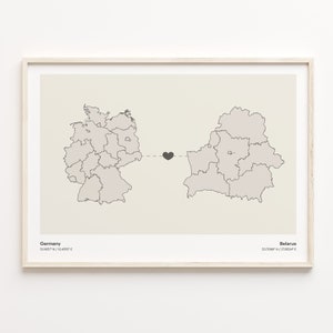 Deutschland Weiß Weißruss Druck, Weißbraunes Geschenk, Minimalistische Landkarte Poster, Reise Wandkunst, Heimat im Ausland Karte, C21-414