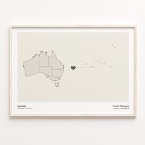 Australien Französisch-Polynesien Druck, Guayanisches Geschenk, Minimalistische Landkarte Poster, Reisewandkunst, LDR Karte, C21-858
