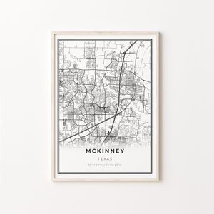 McKinney Texas Map Art Print: Modern Black and White Wall Decor