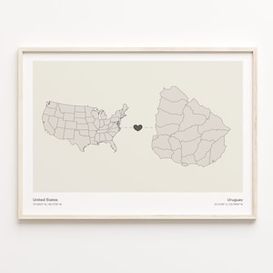 Uruguay Druck, Uruguay Geschenk, minimalistische Landkarte Poster, USA Wandkunst, kontinentale Liebe, C21-191