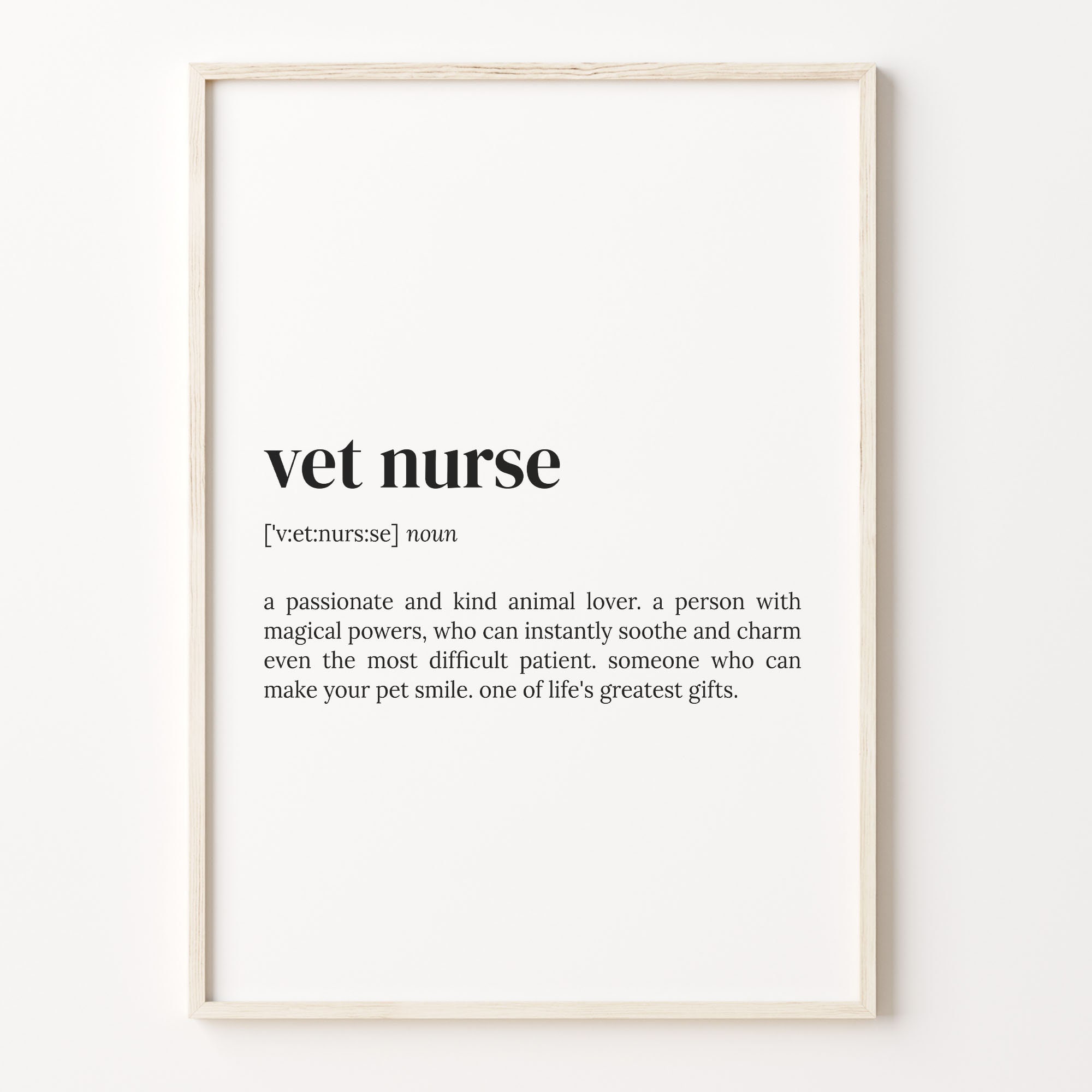 Vet Nurse Definition Print Dictionary Poster Quote Wall Art Etsy