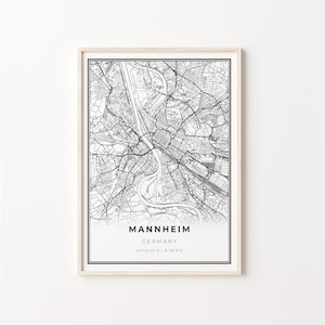 Mannheim Poster, Stadt Karte Kunst Poster, Deutschland, Wand Kunst Wand Dekor, Schwarz Weiß Stil, Schlafzimmer Wand Dekor, C13-662
